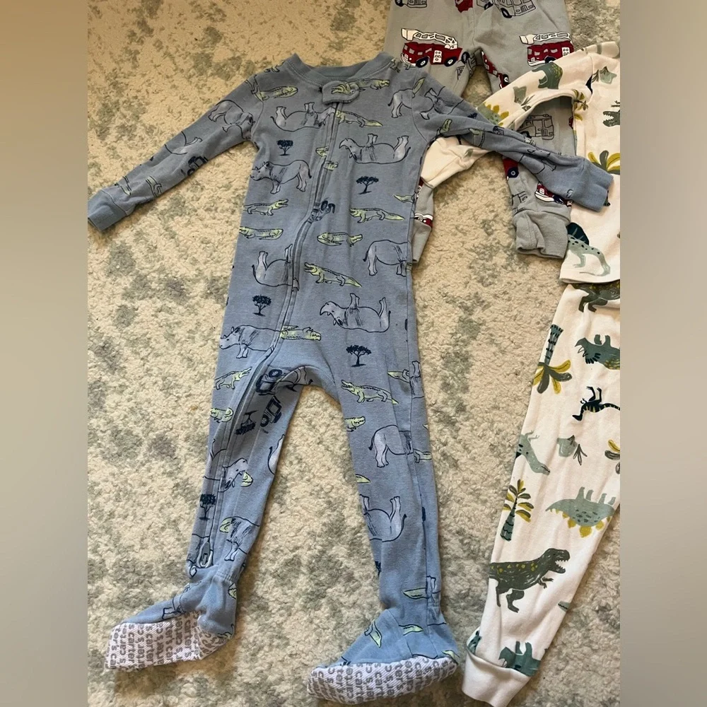 Carter’s Set of 4 Boys Dinosaur Safari Fire Truck Pajamas